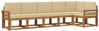 vidaXL Outdoor-Sofagarnitur mit Kissen 6 pcs Natur und Beige
