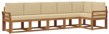 vidaXL Outdoor-Sofagarnitur mit Kissen 6-teilig Natur/Beige (3366466)