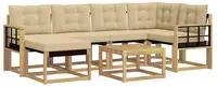 vidaXL Outdoor-Sofagarnitur mit Kissen 7 pcs Wei&szlig; und Beige