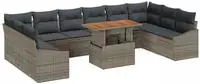 vidaXL Garten-Sofa-Set mit Speicher 11 pcs Grau Poly Rattan