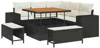 vidaXL Gartensofa-set mit Kissen 8 pcs Schwarz und Creme Poly-Rattan