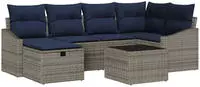 vidaXL Sofa Set mit Kissen 3 pcs Poly-Rattan