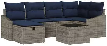vidaXL Sofa-Set mit Kissen 3-teilig Poly-Rattan (3360626)