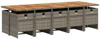 vidaXL 11-tlg. Garten-Essgruppe mit Kissen Grau Poly Rattan