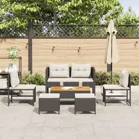 vidaXL Gartensofa-set mit Kissen 6 pcs Schwarz und Creme Poly-Rattan