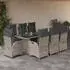 vidaXL Garten-Essgruppe 9-tlg. mit Kissen, Poly Rattan, Grau (3213122)
