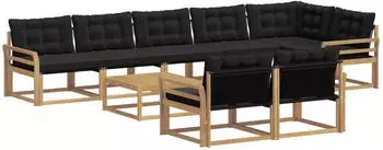 vidaXL Gartenlounge-Set 9-tlg. Wei&szlig;/Schwarz 79x79x37cm (3388830)