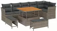 vidaXL Gartensofa-set 9 pcs Grau Poly-Rattan