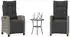 vidaXL Bistro-Set 3-tlg. mit Kissen Poly Rattan Grau (365251)