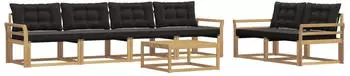 vidaXL Outdoor-Sofagarnitur 7-tlg. Wei&szlig;/Schwarz 79x79x37cm (3388446)