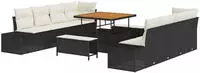 vidaXL Gartensofa-set mit Kissen 11 pcs Schwarz Poly-Rattan