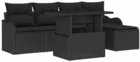 vidaXL Gartensofa-set mit Kissen 6 pcs Schwarz Polyrattan