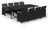 vidaXL Garten-Essgruppe 9-tlg. mit Kissen, Poly Rattan, Schwarz (3095558)