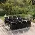 vidaXL Garten-Essgruppe 9-tlg. mit Kissen, Poly Rattan, Schwarz (3095558)