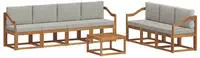 vidaXL Outdoor-Sofagarnitur mit Kissen 8 pcs Nat&uuml;rlich und Hellgrau