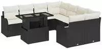 vidaXL Gartensofa-set mit Kissen mit Kissen 9 pcs Schwarz Polyrattan