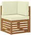 vidaXL Ecksofa-Set mit Kissen, 6-tlg., Akazien-Massivholz, Natur/Creme (3384396)