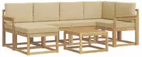 Outdoor-sofagarnitur 7 Pcs Wei&szlig; Und Beige Massivholz Akazie Vidaxl