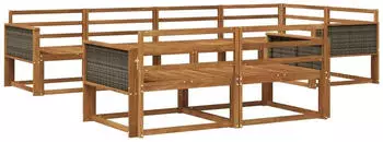 vidaXL Outdoor-Sofa-Set 7-tlg. Massivholz Akazie Natur (3382637)