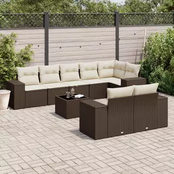 vidaXL Garten-Sofagarnitur 8-tlg. mit Kissen, Poly Rattan, Grau (3222819)