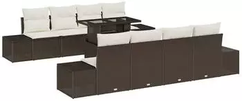 vidaXL Garten-Sofagarnitur 7-tlg. mit Kissen Poly Rattan Braun/Creme (3357881)