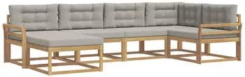 vidaXL Outdoor-Sofagarnitur 5-tlg. Polyester Wei&szlig;/Hellgrau (3386690)