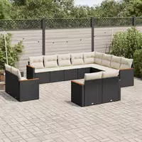 vidaXL 12-tlg. Garten-Sofagarnitur mit Kissen Grau Poly Rattan