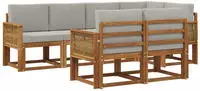 Outdoor-sofagarnitur 7 Pcs Nat&uuml;rlich Und Hellgrau Polyester Vidaxl