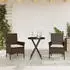 vidaXL Bistro-Set 3-tlg. mit Kissen, Poly Rattan/Glas, Schwarz (3278753)