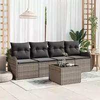 vidaXL Gartensofa-set Grau Poly-Rattan