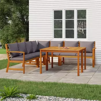 vidaXL Garten-Essgruppe 4-tlg. mit Kissen, Akazien-Massivholz (3154979)