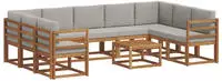 vidaXL Outdoor-Sofagarnitur mit Kissen 10 pcs Nat&uuml;rlich und Hellgrau