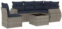 vidaXL 6-teiliges Gartensofa-Set mit Kissen, grau, Polyrattan