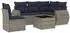 vidaXL Gartensofa-Set 6-teilig mit Kissen, Polyrattan, Grau (3221380)