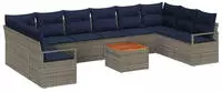 Gartensofa-set Mit Kissen 11 Pcs Grau Poly-rattan Vidaxl