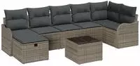 vidaXL Sofa Set mit Kissen mit Speicher Grau Poly-Rattan