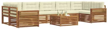 vidaXL Outdoor-Sofagarnitur mit Kissen 8-tlg., Natur/Creme (3373185)