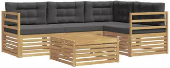 vidaXL Outdoor-Sofagarnitur mit Kissen, 5-tlg