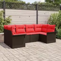 vidaXL Gartensofa-set mit Kissen 6 pcs Braun Poly-Rattan