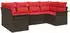 vidaXL Gartenlounge-Set 6-tlg. mit Kissen, Poly-Rattan, Braun (3345504)