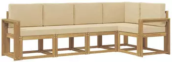 vidaXL Outdoor-Sofagarnitur mit Kissen 5-teilig, Wei&szlig;/Beige (3387637)