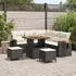 vidaXL Gartensofa-Set mit Kissen 9-tlg. Poly-Rattan Schwarz/Creme (3365120)