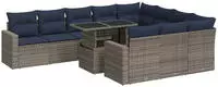 vidaXL 11-tlg. Garten-Sofagarnitur mit Kissen Grau Poly Rattan