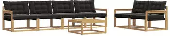vidaXL Outdoor-Sofagarnitur 7-tlg. Wei&szlig;/Schwarz 79x79x37cm (3388438)