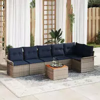 vidaXL Gartensofa-set mit Kissen 7 pcs Grau Poly-Rattan