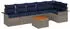 vidaXL Gartenlounge-Set 7-tlg. mit Kissen, Poly-Rattan, Grau (3347339)