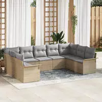 vidaXL Gartensofa-set mit Kissen Beige Poly-Rattan