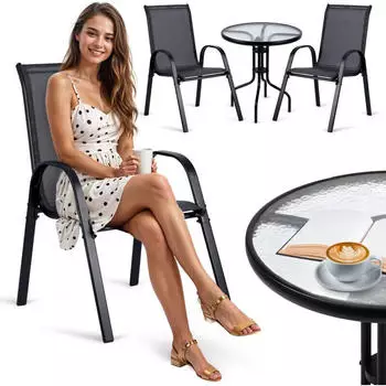 Sofotel SO-981 Gartenm&ouml;bel-Set 3-teilig, Metall, Schwarz (298120)