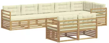 vidaXL Outdoor-Sofagarnitur mit Kissen 8-tlg. Polyester Wei&szlig;/Creme (3390665)