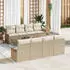 vidaXL Gartenlounge-Set 9-teilig mit Kissen, Poly-Rattan, Beige